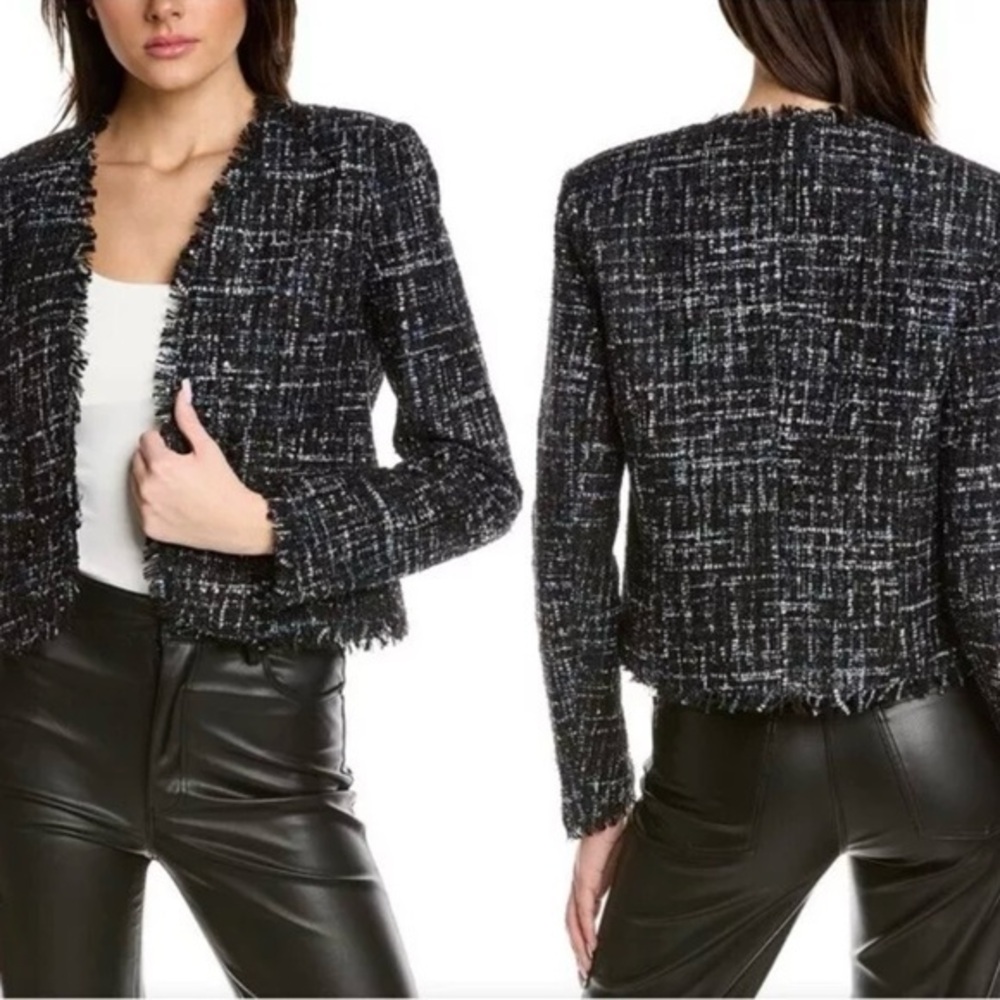 JustFab Black and White Tweed Blazer